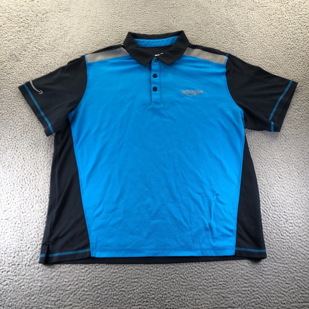 Amazon Shirt Mens Extra Large Blue Active Polo Short Sleeve Uniform Luly Yang